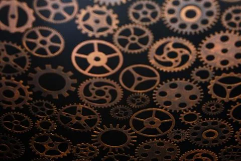 Background of the gear on black background. Stock Illustration