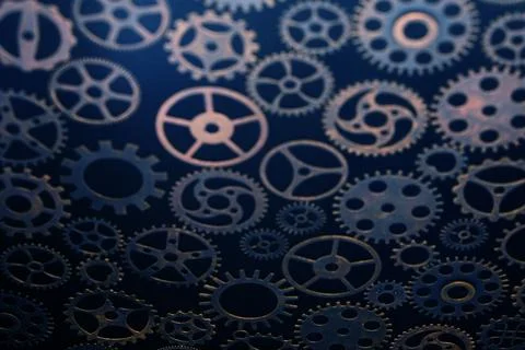 Background of the gear on black background. Stock Illustration