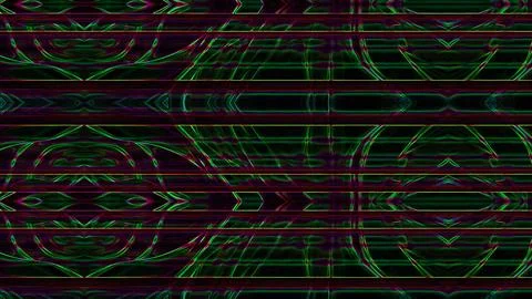 Background with a geometric colorful pattern of green tones on a black back.. Stock Photos