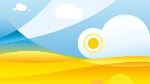 Background of geometric landscape with fields and mountain. 스톡 일러스트