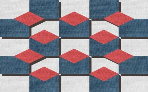 Background with geometric pattern - gray and blue rectangles, red rhombuses イラスト素材