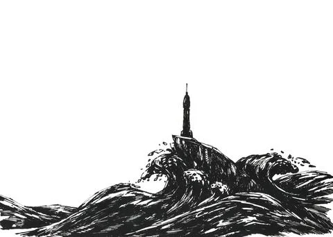 Background giant wave illustration design 2 Stock Illustration