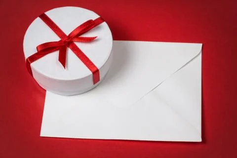 Background with gift box and envelope Stock Photos