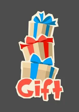 Background with gift boxes. Colorful presents for celebration, discounts or.. Illustrazione stock