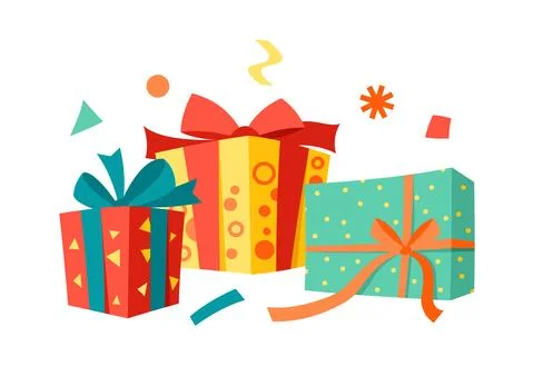 Background with gift boxes. Colorful presents for celebration, discounts or.. イラスト素材