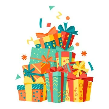 Background with gift boxes. Colorful presents for celebration, discounts or.. イラスト素材