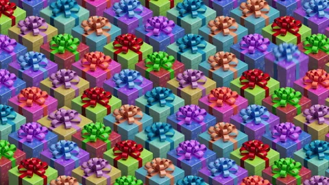 Background with gifts for the new year, dynamic animation on the theme of Chr Stock Footage 258899686