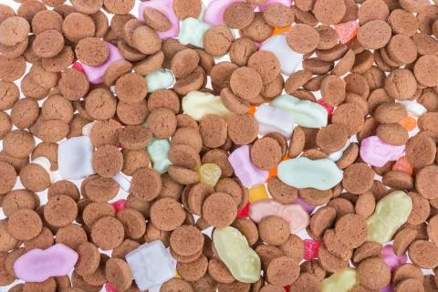 Background of ginger nuts ans sweets. Candy at Dutch Sinterklaas event Stock Photos