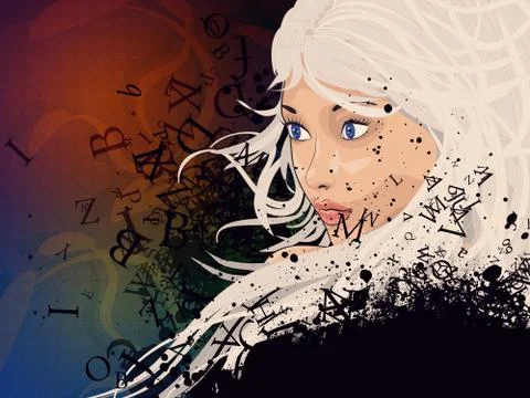 Background with girl Illustrazione stock
