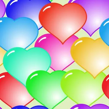 Background with glass multicolor hearts Stock Illustration