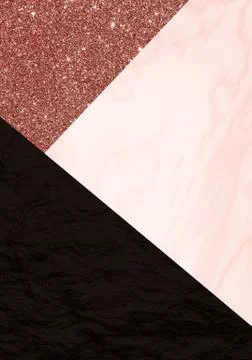 Background with glitter, marble and dark shapes in orange pink, black and white Stock Illustration