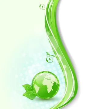 Background with global planet and eco green leaves Stock Illustration