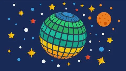 Background with globe. Simple illustration. Vector flat illustration. Disco. Stock Illustration