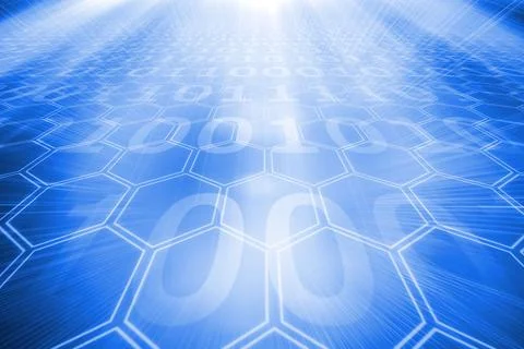 Background with glowing hexagons Stock Illustration