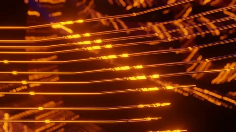 Background with glowing orange light strings with blur. looped animated backgrou Video stock 155172601