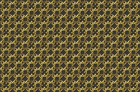 Background with gold 3d pattern on white background in Islamic style.Light .. Stock Illustration