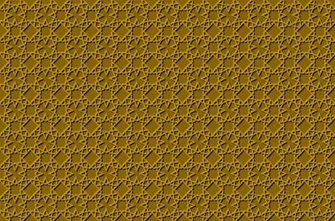 Background with gold 3d pattern on white background in Islamic style.Light .. Stock Illustration