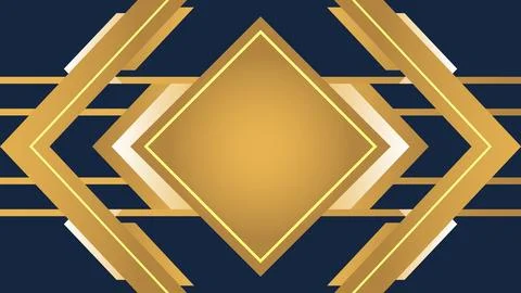 Background gold and blue design with a diamond shape in the middle Stock Illustration
