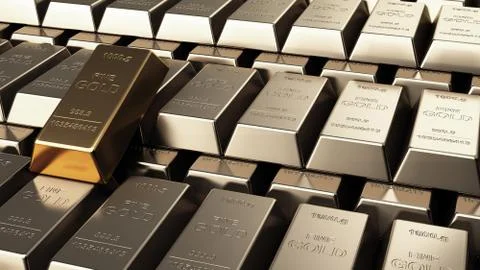 Background of gold bars close up high quality 3d render image Stock-Fotos