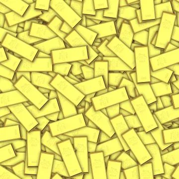 Background with Gold bars. Seamless pattern. 3D rendering illustration. 스톡 일러스트