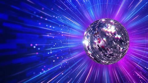 Background Gold Disco Ball on Particles. Neon Disco ball animation for music Stock Footage 333903823