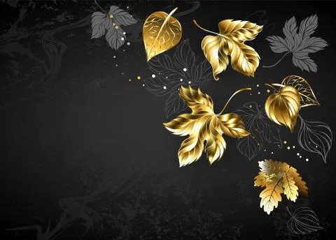 Background with gold leaves Stock Illustration