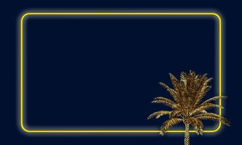 Background with gold palm tree Stock Illustration