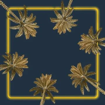 Background with gold palm trees bottom view Stock Illustration