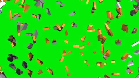 Background of gold, white and grey cubes explode, green screen. Stock Footage 279765178