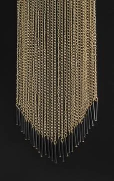 Background of golden chains on black Stock Photos