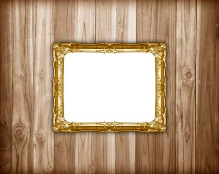 Background golden frame boards. Stock Photos