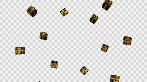 Background with golden gift boxes, holiday background with alpha channel Stock Footage 290187928