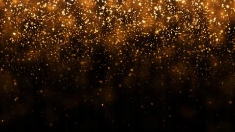Background with golden glitter falling particles. Beautiful holiday background Stock Illustration