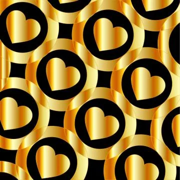 Background with golden hearts Stock Illustration