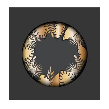 Background with golden leaves in a circle Stock Illustration