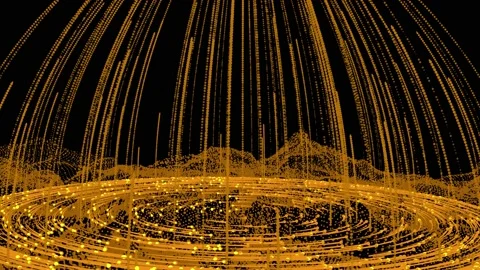 Background of golden light and particles rising, particles wave stage Stock Footage 165809721