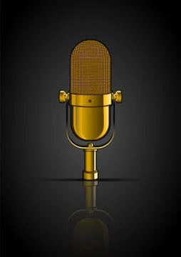 Background with golden microphone Stock Illustration
