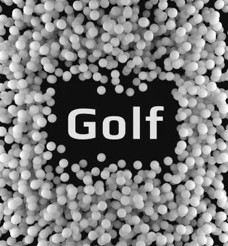 Background of golf balls with a blank space 3d rendering Stock Illustration
