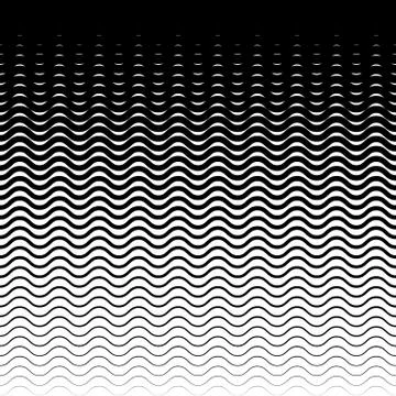 Background with gradient of black and white wave lines Stock Illustration