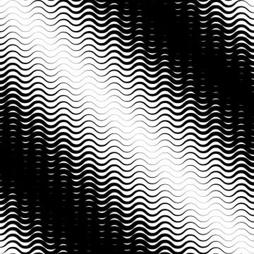 Background with gradient of black and white wave lines Stock Illustration