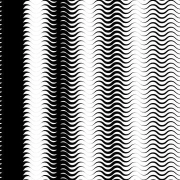 Background with gradient of black and white wave lines Stock Illustration