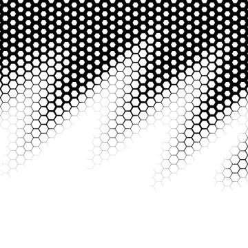 Background with gradient of black and white hexagons 스톡 일러스트