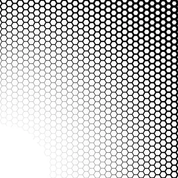 Background with gradient of black and white hexagons 스톡 일러스트