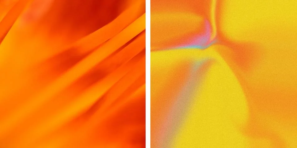 Background gradient orange surface with warp iridescent streaks Stock Illustration