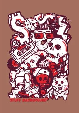 Background Graffiti Stickers Stock Illustration