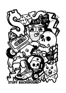 Background Graffiti Stickers Stock Illustration
