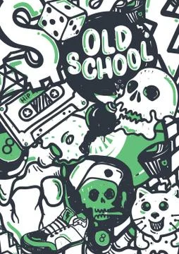 Background Graffiti Stickers Illustrazione stock