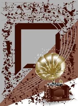 Background with gramophone Stock Illustration