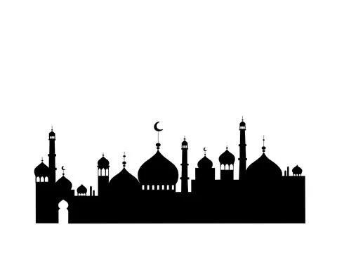 Background, graphic design of large mosque silhouette Illustrazione stock