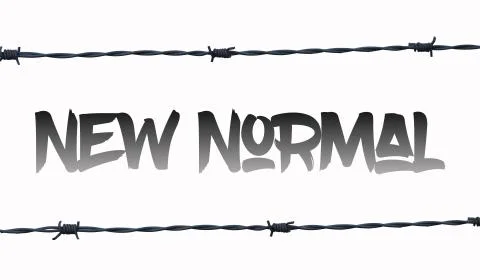 Background graphic reading "NEW NORMAL", concept for living with the coronavirus Stock Illustration